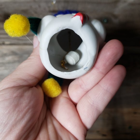 Snow Bells Snowman Bell Ornament - in Stocking Hat and Scarf - Porcelain - Picture 2 of 8